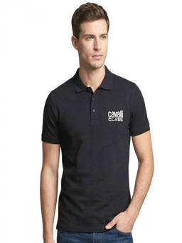 Cavalli Class - Black Logo Print Polo T-Shirt (XL)