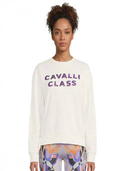 Cavalli Class - White Printed Logo Sweatshirt