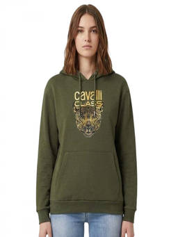Cavalli Class - Dark Green Logo Print Hoodie (L)