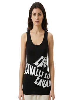Cavalli Class - Black Logo Print Tank Top