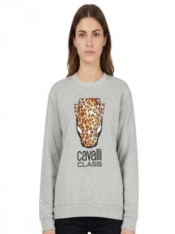 Cavalli Class - Grey Print Logo Sweatshirt