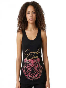 Cavalli Class - Black Logo Print Tank Top
