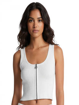 Michael Kors - White Scoop neck Zip-Up Tank Top (M)