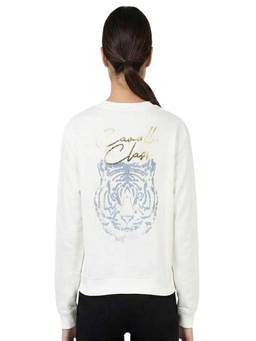 Cavalli Class - White Crewneck Long Sleeves Sweatshirt (XL)