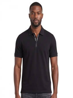 Michael Kors - Black Solid Zip Up Polo T-Shirt