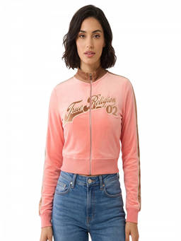 True Religion - Pink Graphic Logo Mock Collar Sweatshirt