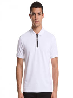 Michael Kors - White Solid Zip Up Polo T-Shirt
