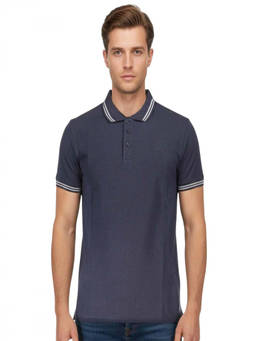 Cavalli Class - Navy Blue Contrasting Logo Detail Polo T-Shirt