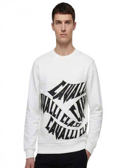 Cavalli Class - White Printed Logo Sweatshirt