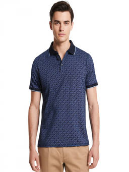 Michael Kors - Navy Blue Logo Print Polo T-Shirt