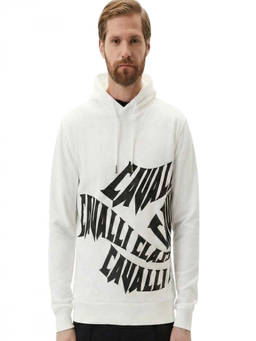 Cavalli Class - White Logo Print Hoodie