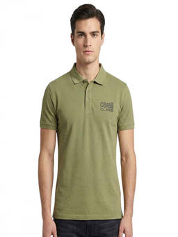 Cavalli Class - Olive Print Logo Polo T-Shirt