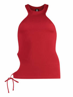 Andreadamo - Red Round Neck Ribbed Tank Top (L/XL)