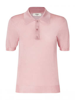 Fendi - Pink Classic Collar Logo Polo T-Shirt