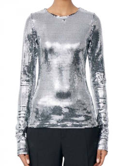 MM6 Maison Margiela - Silver Embellished Round Neck Top