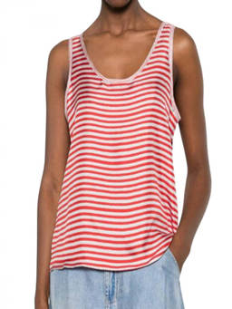 Pierre-Louis Mascia - Red Stripes Scoop Neck Top (M)