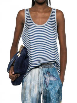 Pierre-Louis Mascia - Blue Stripes Scoop Neck Top (L)