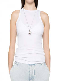 HERSKIND - White Solid Round Neck Top (M)