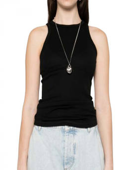 HERSKIND - Black Solid Round Neck Tank Top