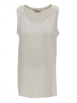 Max Mara - White Solid Scoop Neck Top (XL)