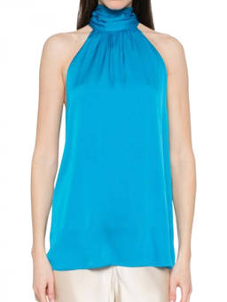 Silk95Five - Sky Blue Halter Neck Top (M)
