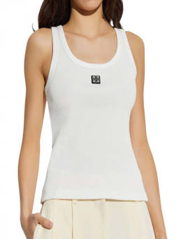 TORY BURCH - White Logo Scoop Neck Top