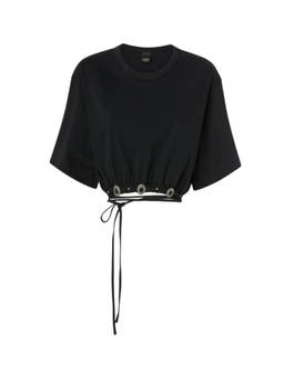 Pinko - Black Solid Round Neck Top (S)