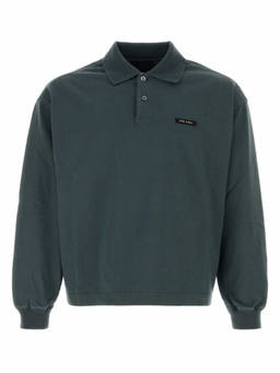 PRADA - Green Shirt Collar Polo T-Shirt