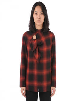 Stella McCartney - Red Checks Band Collar Top