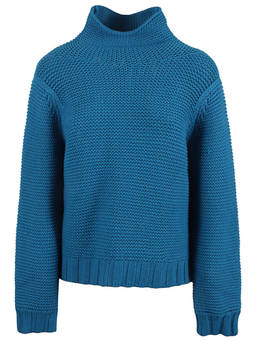 Liviana Conti - Blue Wool Blend High Neck Sweater (XS)