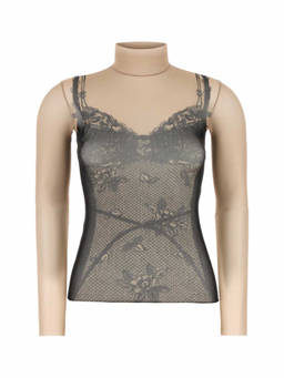 Balenciaga - Grey Printed Stretch Tulle Top
