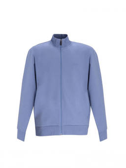 Boss - Blue Solid Mock Collar Sweatshirt (2XL)