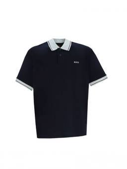 Boss - Blue Stripes Shirt Collar Polo T-Shirt