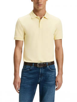 Boss - Light Yellow Solid Shirt Collar Polo T-Shirt