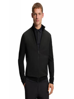 Boss - Black Solid Mock Collar Sweatshirt