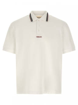 Versace - White Logo Shirt Collar Polo T-Shirt