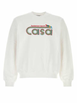 Casablanca - White Crewneck Printed Logo Sweatshirt (S)
