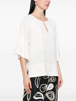 Alberto Biani - White Keyhole-Neck Top