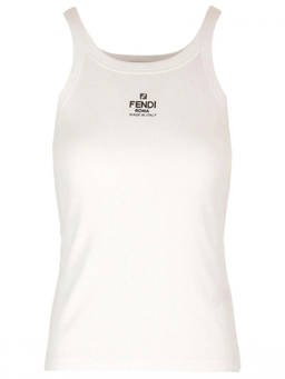 Fendi - White Logo Scoop Neck Tank Top