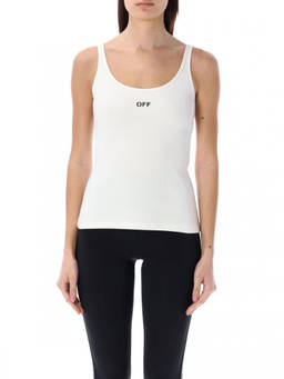 OFF-WHITE - White Logo Round Neck Top