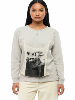 Maison Margiela - Grey Graphic Crew Neck Sweatshirt