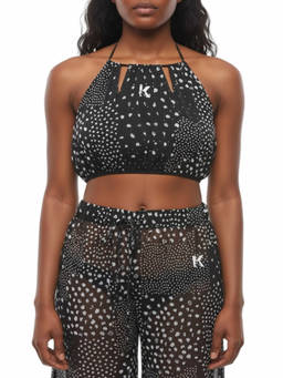 Karl Lagerfeld - Black Printed Halter Neck Top (XS)