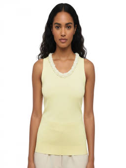 Jil Sander - Yellow Embellished Round Neck Top (S)