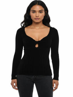 MSGM - Black Sweet Heart Neck Top (XS)