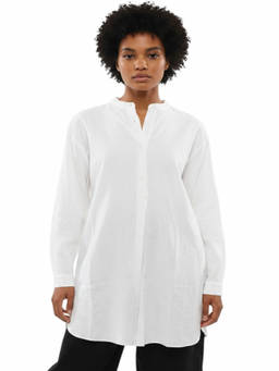 Woolrich - White Solid Mandarin Collar Top