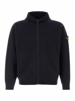 Stone Island - Navy Blue Solid Zip Up Hoodie