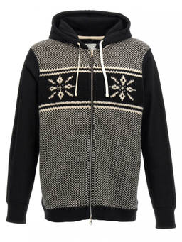 Junya Watanabe - Black white Jacquard Insert Hoodie