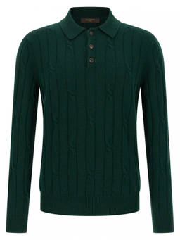 Zanone - Dark Green Braided Wool Polo T-Shirt