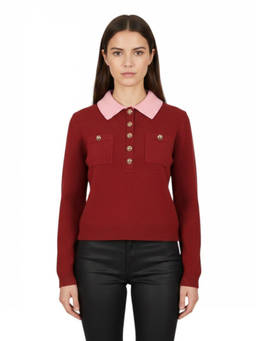 self-portrait - Red Shirt Collar Polo T-Shirt (L)