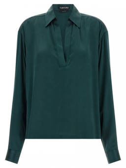 Tom Ford - Green Solid Shirt Collar Shirt